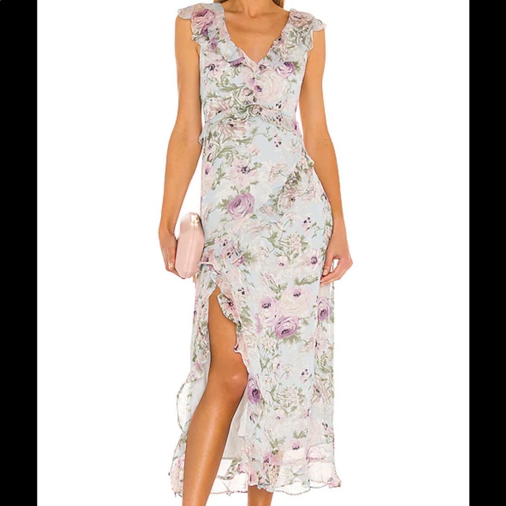 ASTR THE LABEL TEMPEST DRESS IN KVORY LILAC FLORAL (revolve)